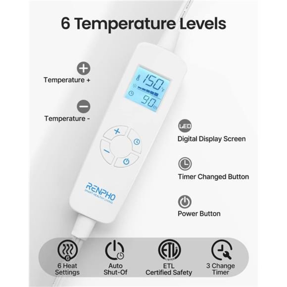 Weighted Heating Pad for Back Pain Relief, FSA HSA Eligible, 24"x33'' Electric - Picture 4 of 6